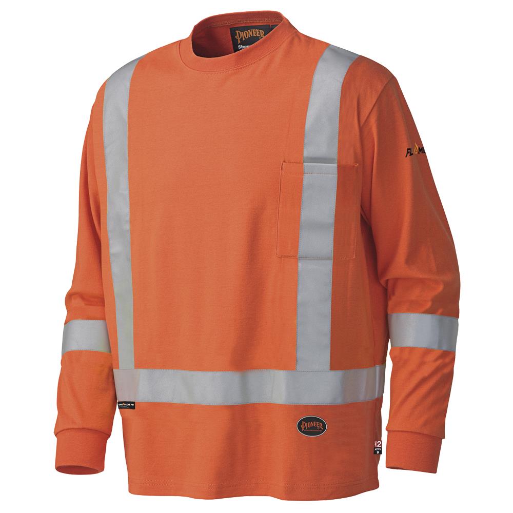 FR/Arc Rated Long-Sleeved Safety Shirts - 100% Cotton - Orange