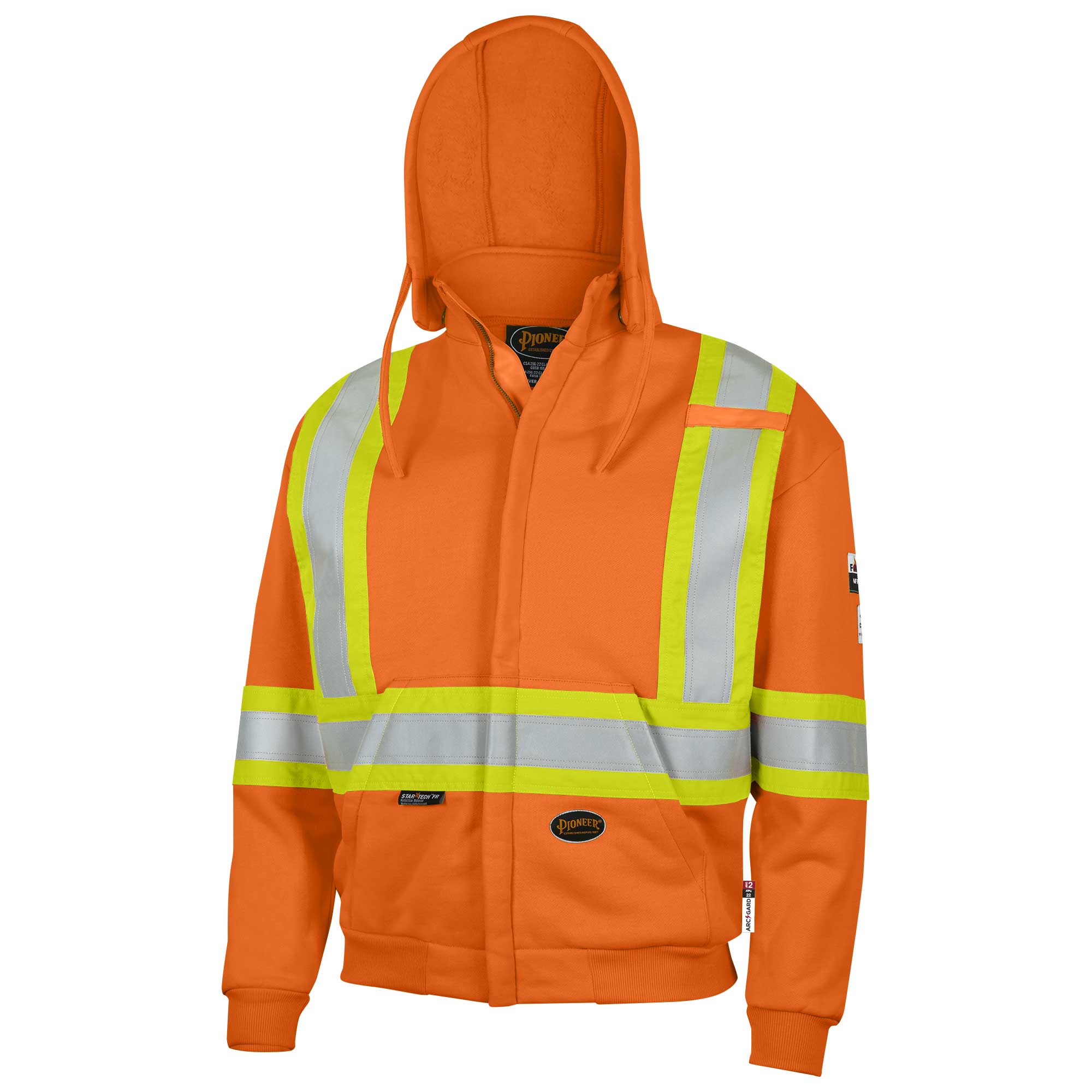 FR/Arc Rated Zip Style Heavyweight Safety Hoodies - 100% Cotton Fleece - Orange