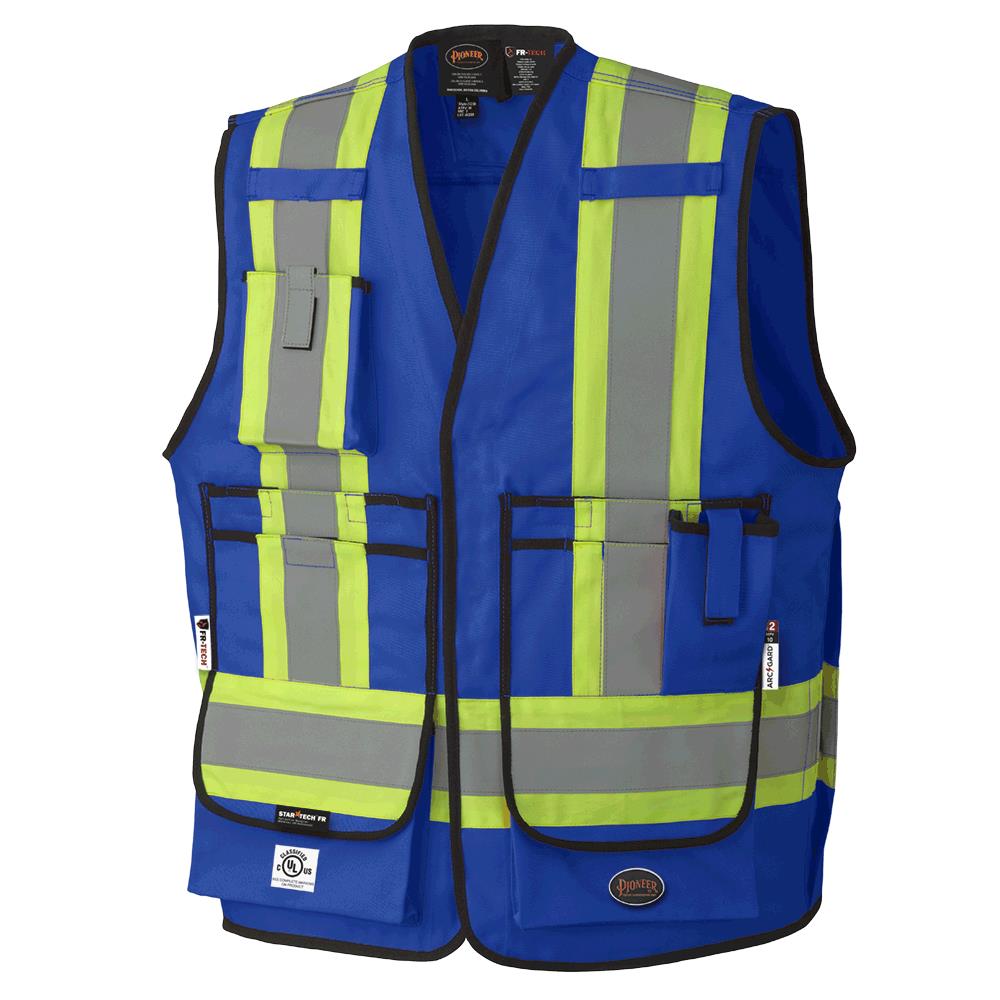 FR-Tech® Flame Resistant 7 oz Surveyor's Vests - Hi-Viz Royal Blue