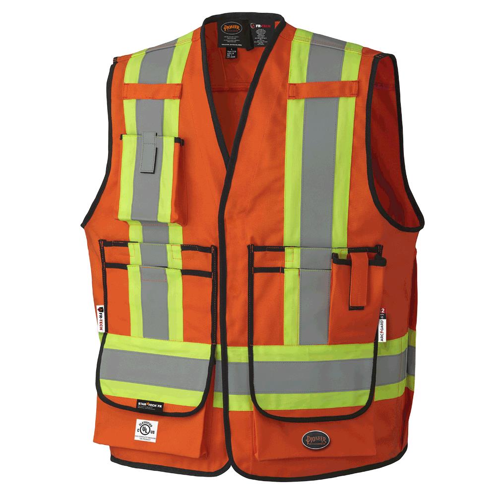 FR-Tech® FR/Arc Rated Surveyor's Safety Vests - 88/12 Cotton/Nylon - Orange