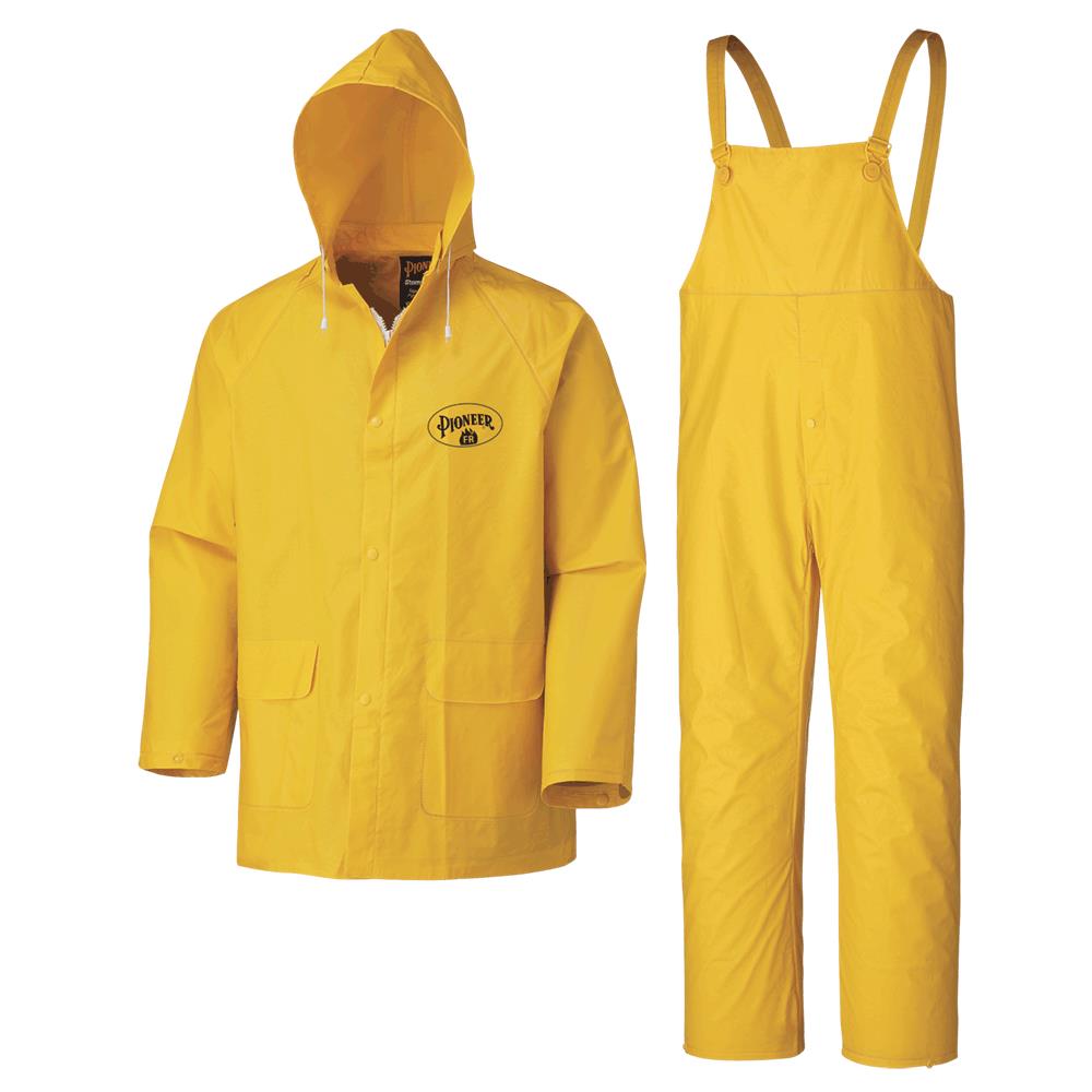 FR Waterproof 3-Piece Rainsuits - PVC/Poly/PVC - Yellow