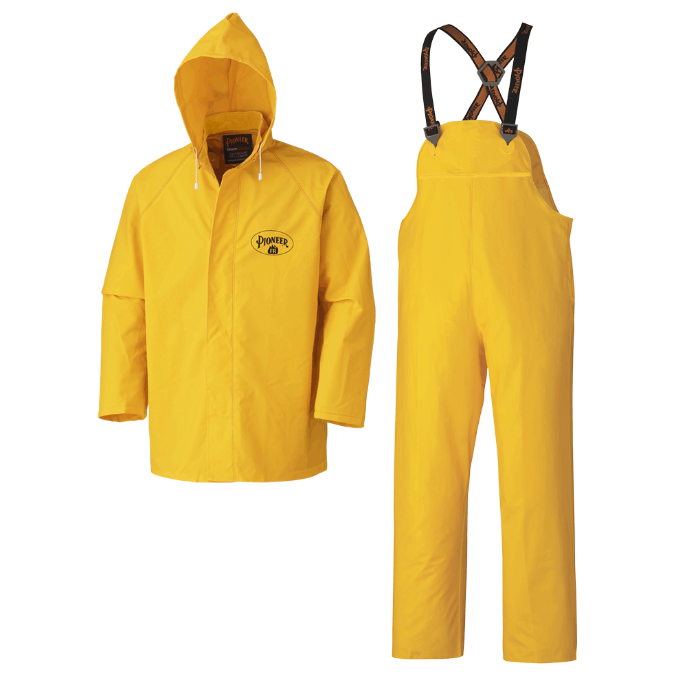 FR Waterproof Heavy-Duty 3-Piece Rainsuits - PVC/Poly/PVC
