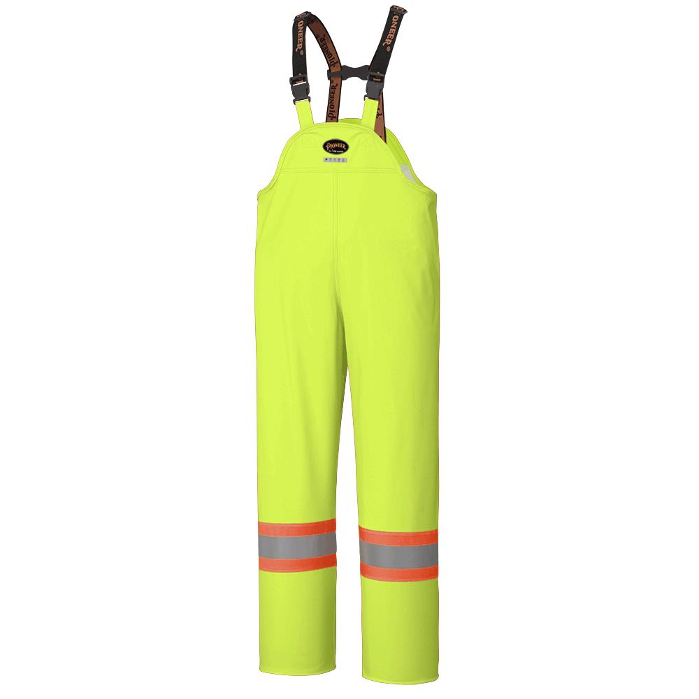 FR Waterproof HV Safety Bib Pants - PU Stretch - HV Yellow/Green