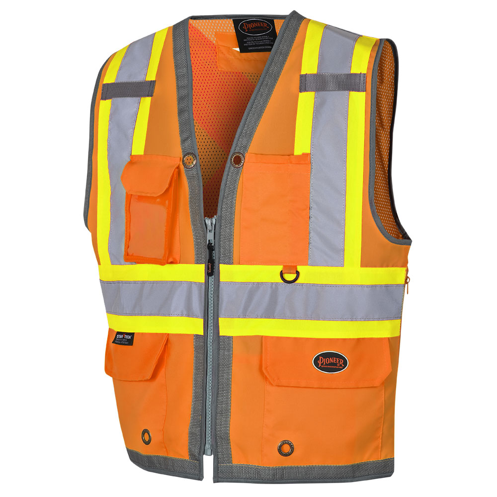 Hi-Vis Mesh Back Zip-Front Surveyor’s Safety Vests - Pioneer