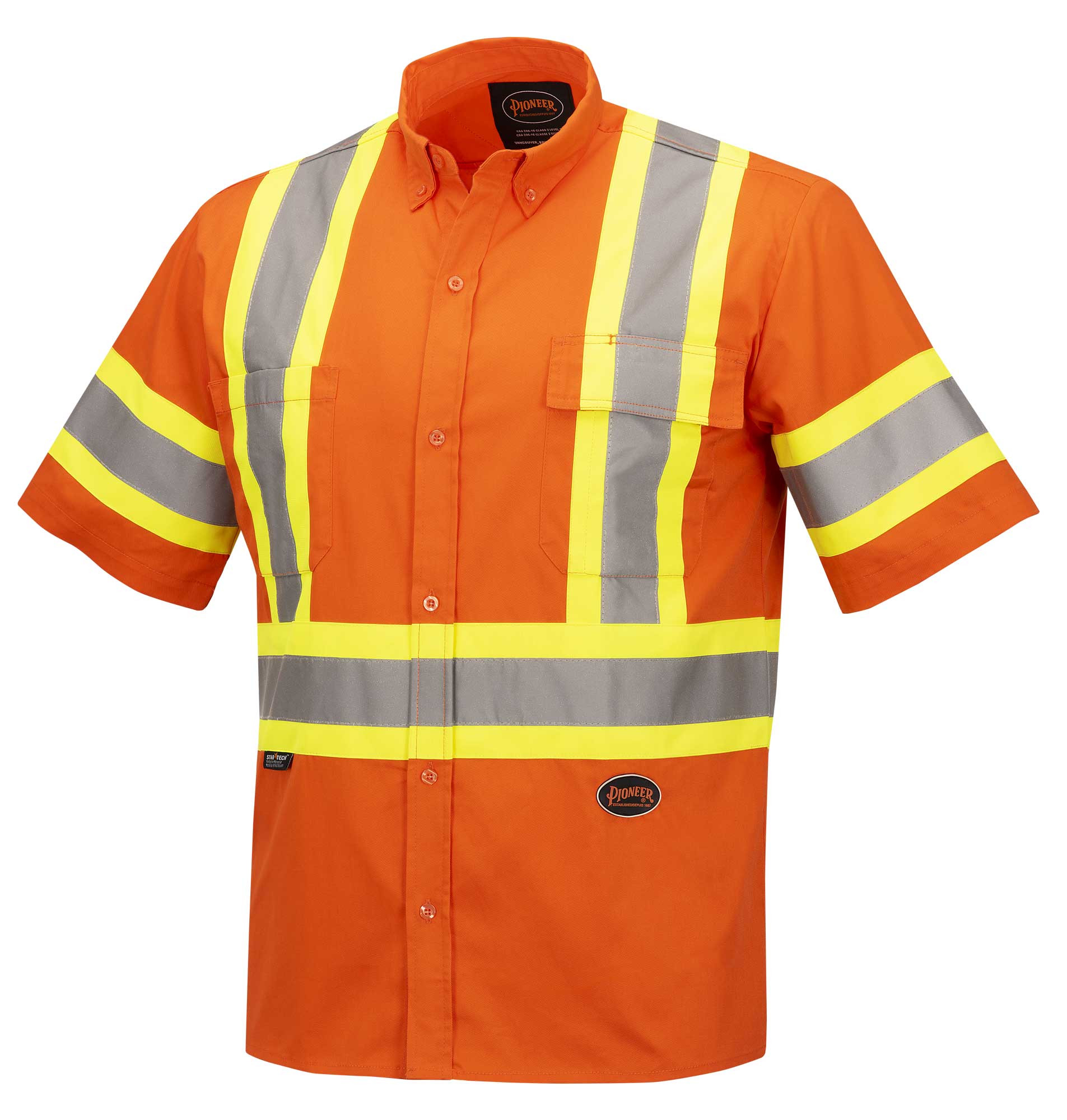 Hi-Vis Short-Sleeve Cotton Safety Shirts -  Pioneer