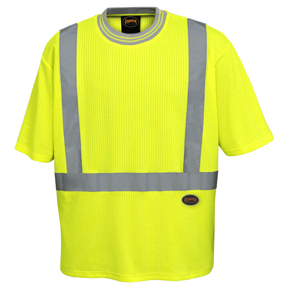Hi-Viz Drop Stitch Safety T-Shirts - Poly/Cotton - HV Yellow/Green