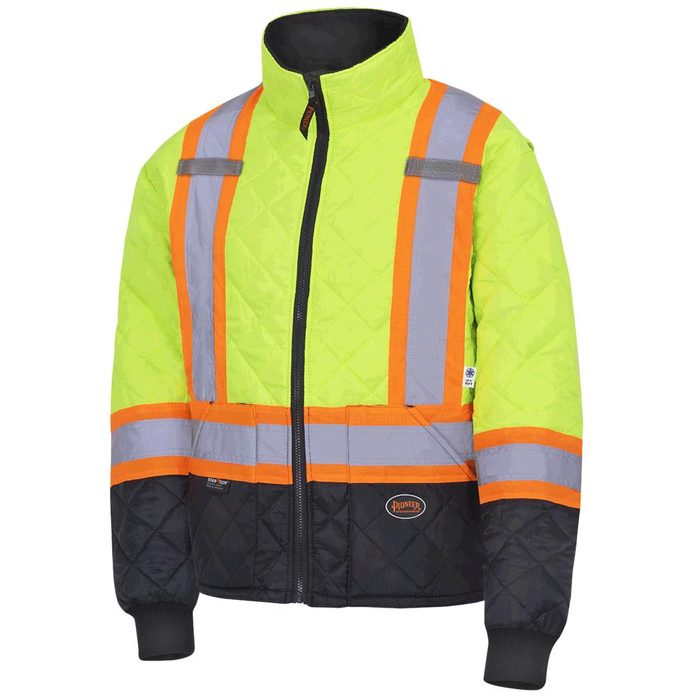 Hi-Viz Quilted Freezer/Work Safety Jackets - Hi-Viz Yellow/Green