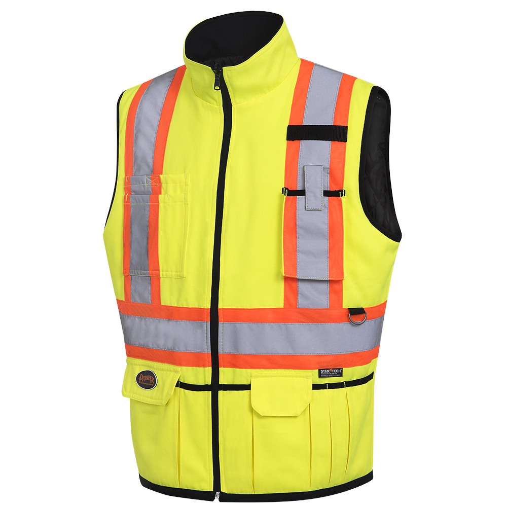 Hi-Viz Reversible Insulated Safety Vest - Poly/Cotton - HV Yellow/Green