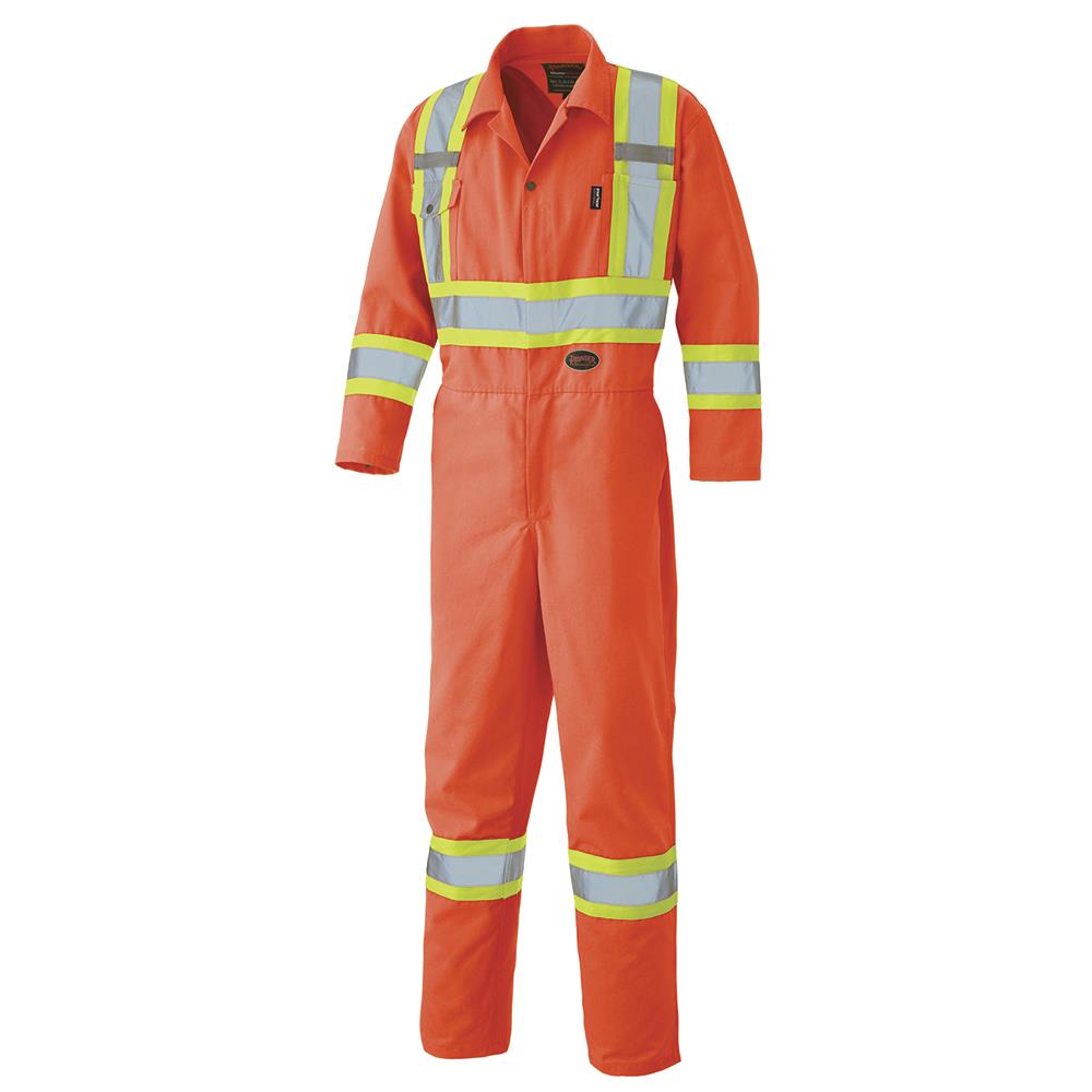 Hi-Viz Safety Coveralls - Polyester/Cotton Twill - Leg Zippers-Pioneer