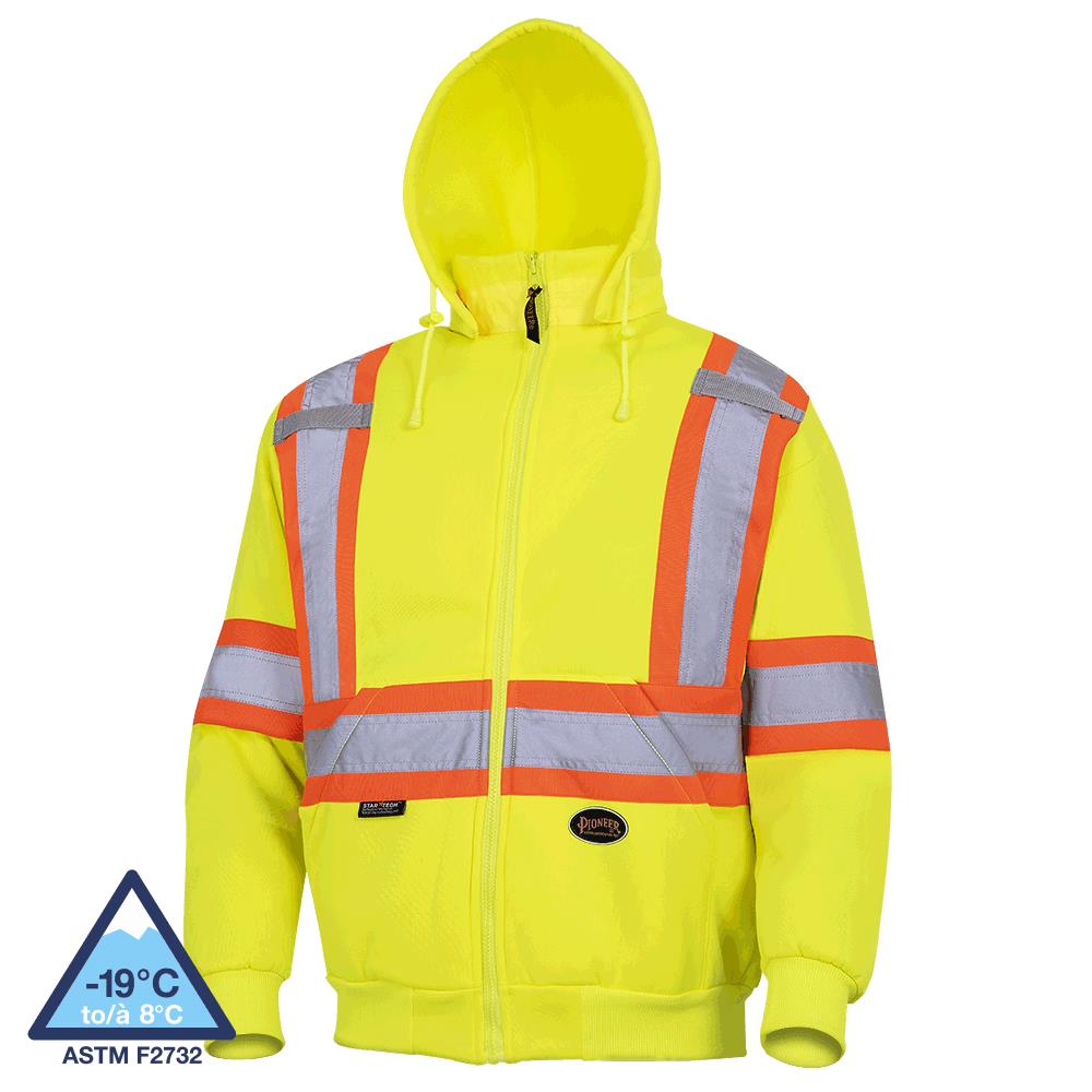 Hi-Viz Safety Hoodies - 10.5 oz (360 GSM) Polyester Fleece - HV Yellow/Green