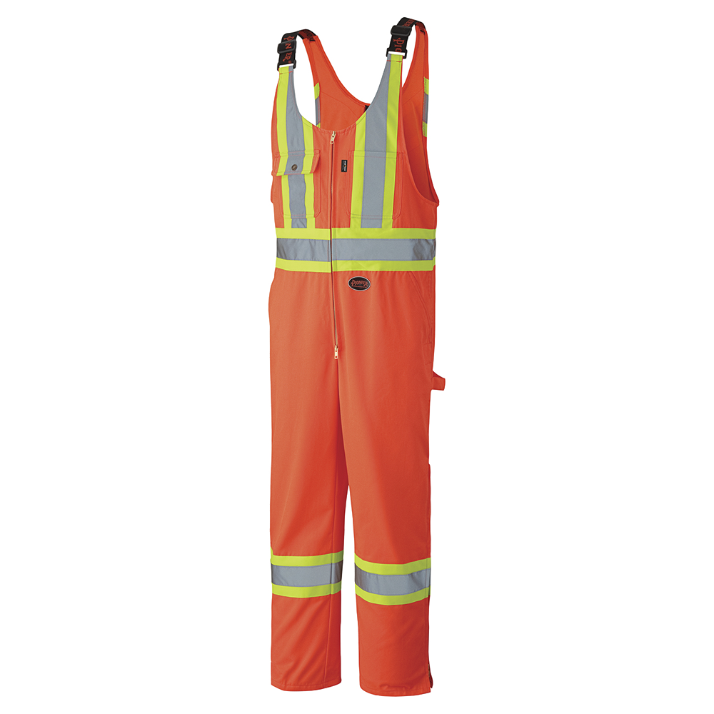 Hi-Viz Safety Overalls - Poly/Cotton Twill - Leg Zippers - HV Orange