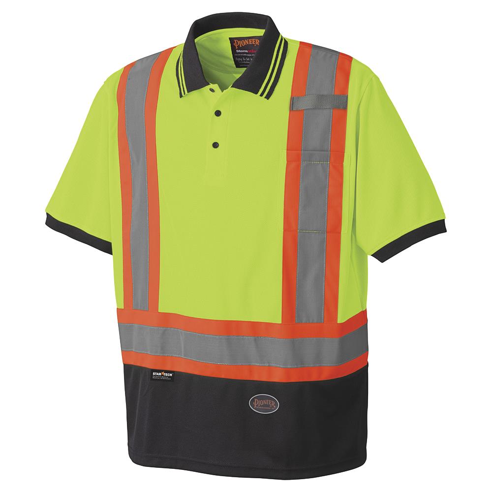 Hi-Viz Safety Short-Sleeved Polo Shirts - Birdseye Poly - HV Yellow/Green