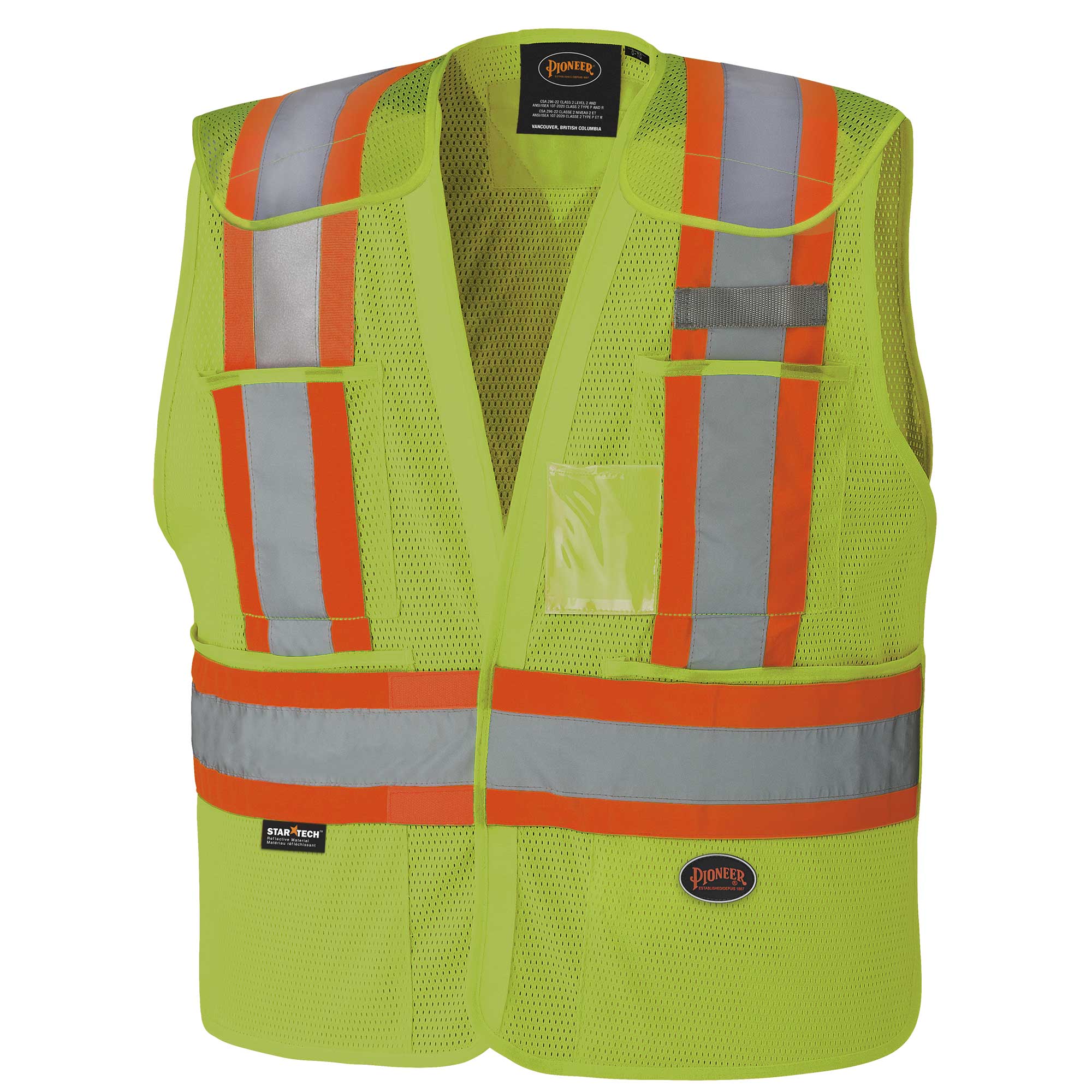 Hi-Viz Safety Tear-Away Vests - Poly Mesh - HV Yellow/Green