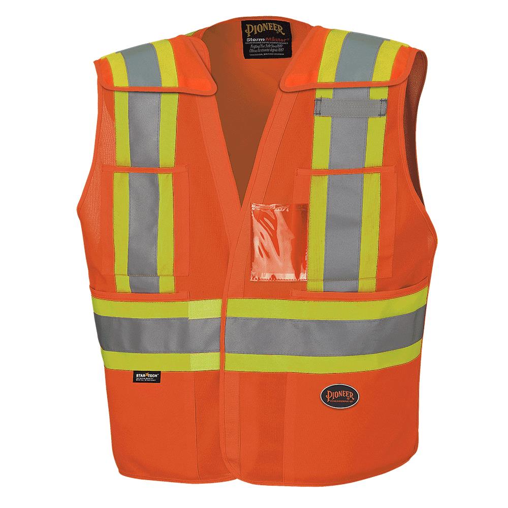 Hi-Viz Safety Tear-Away Vests - Tricot Poly Interlock - HV Orange