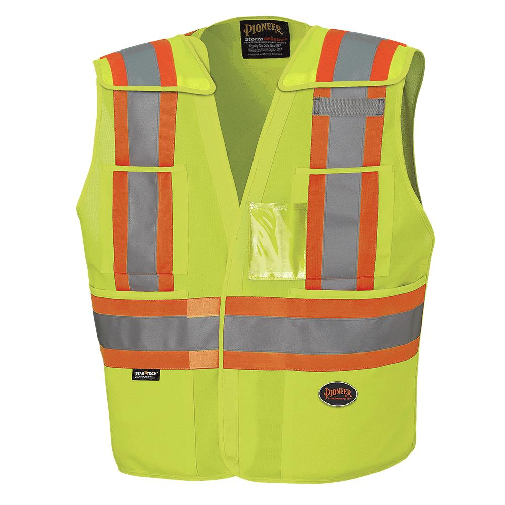 Hi-Viz Safety Tear-Away Vests - Tricot Poly Interlock - HV Yellow/Green