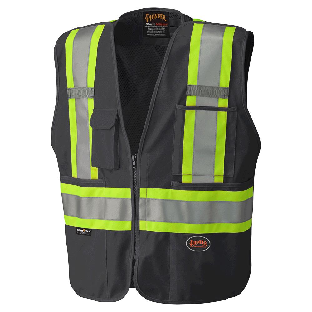Hi-Viz Tear-Away Mesh Back Zip Front Safety Vests - Tricot Polyester