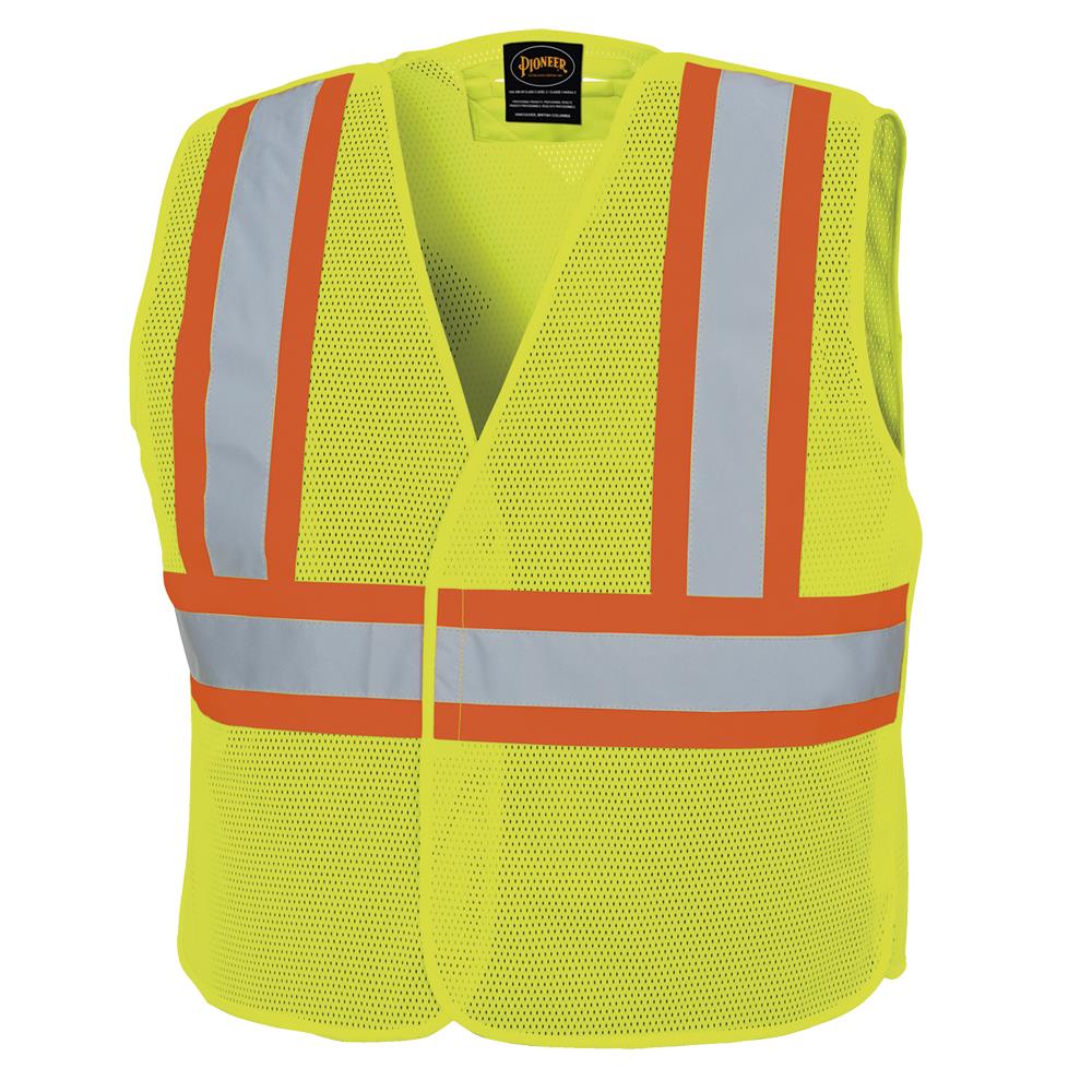 Hi-Viz Tear-Away Mesh Safety Vests - Poly Mesh - Hangable Bag - HV Yellow/Green