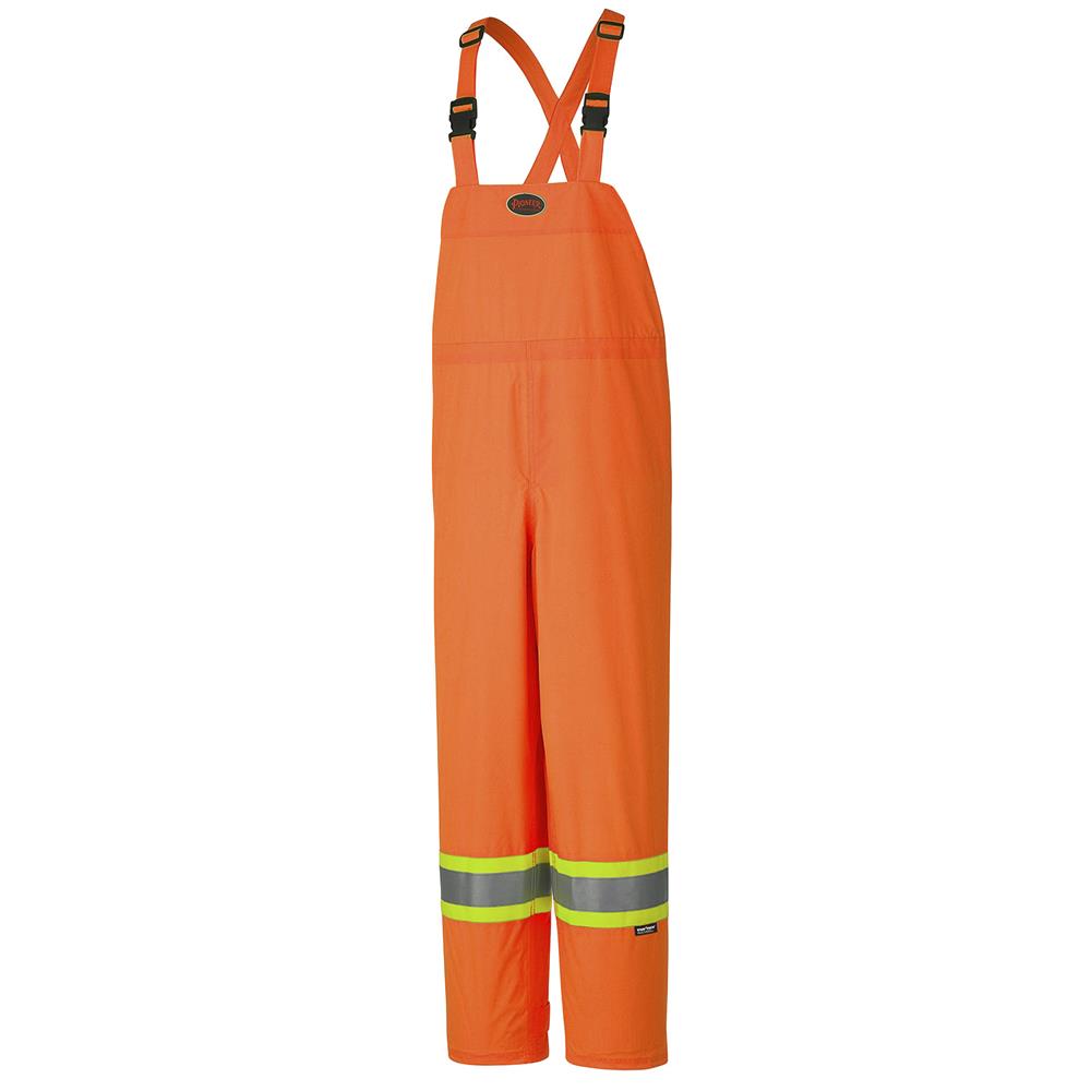 Hi-Viz Waterproof Lightweight Safety Bib Pants - 150D PU Coated Poly - HV Orange
