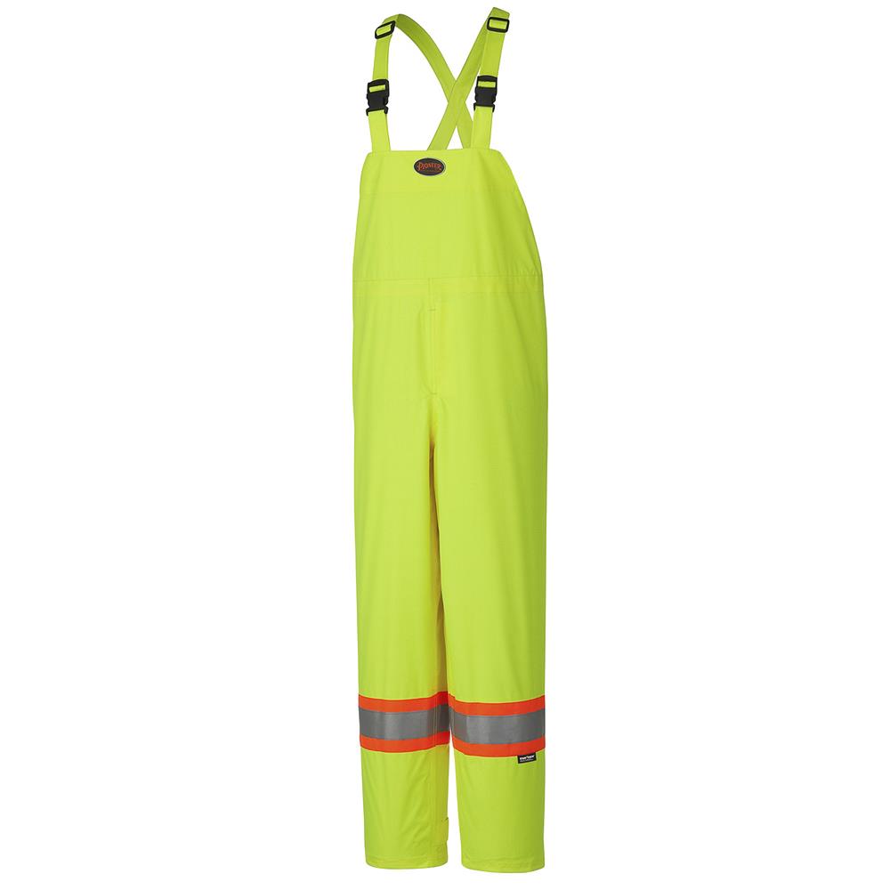 Hi-Viz Waterproof Lightweight Safety Bib Pants - 150D PU Coated Poly - HV Yw/Grn