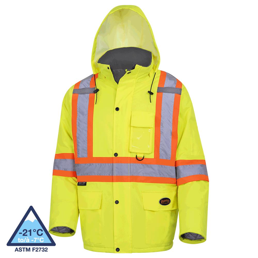 Hi-Viz Wtprf Quilted Safety Parkas - 300D PU Coated Ox. Poly - HV Yellow/Green