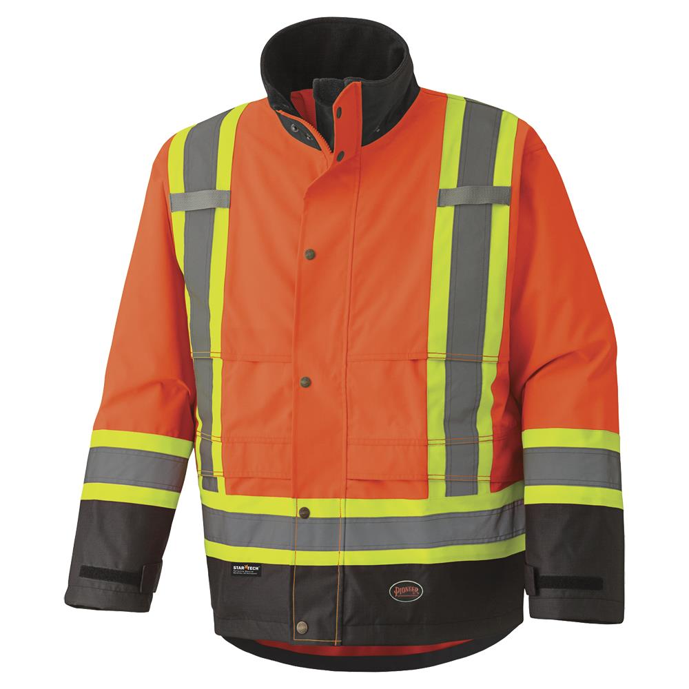HV Waterproof Safety Jackets - 300D Ripstop PU Coated Poly - Lined - HV Orange