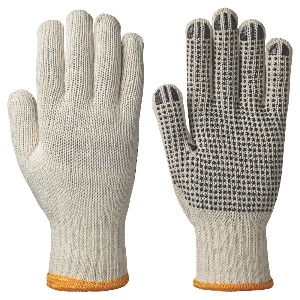 Knitted Cotton/Poly Gloves - Dots on Palm - Unbleached