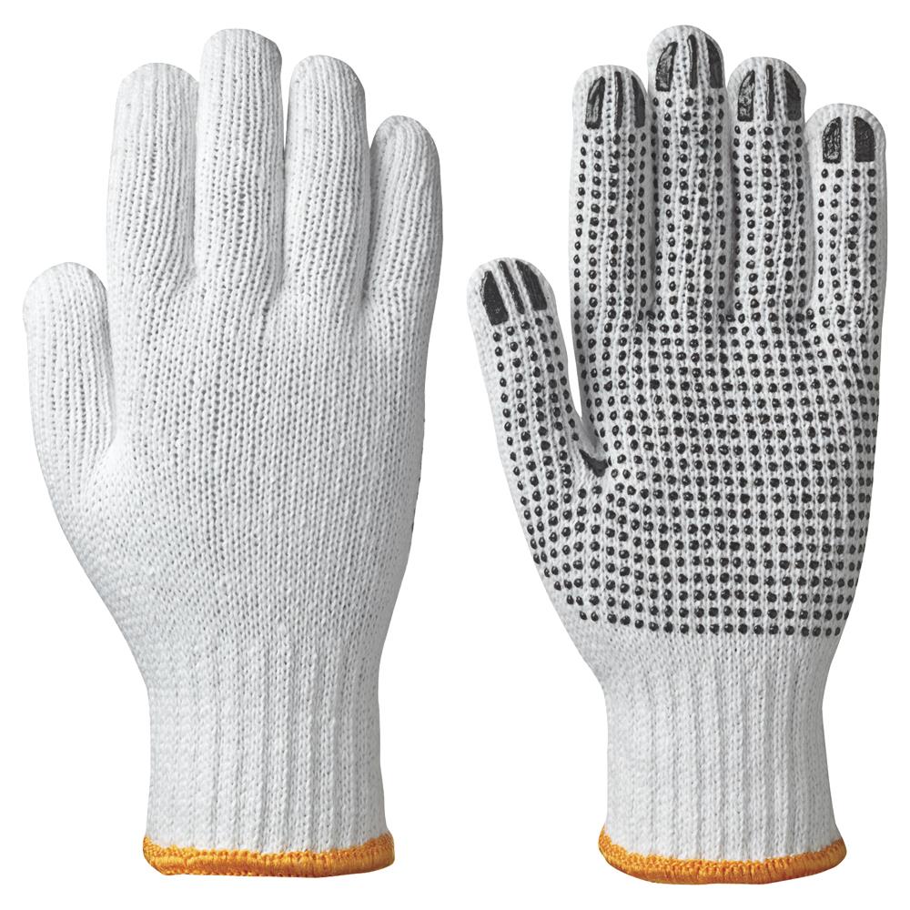 Knitted Cotton/Poly Gloves - Dots on Palm - White