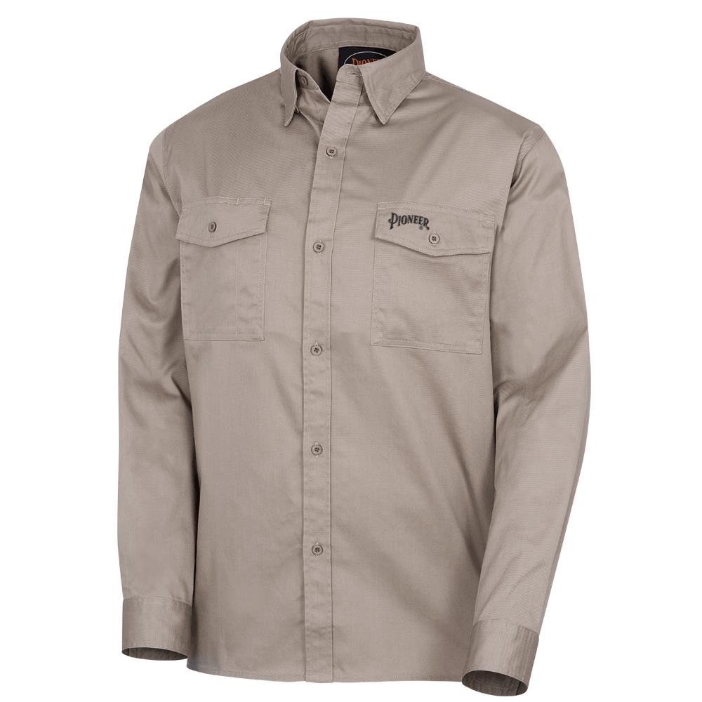 Poly/Cotton Long Sleeved Work Shirt - Khaki
