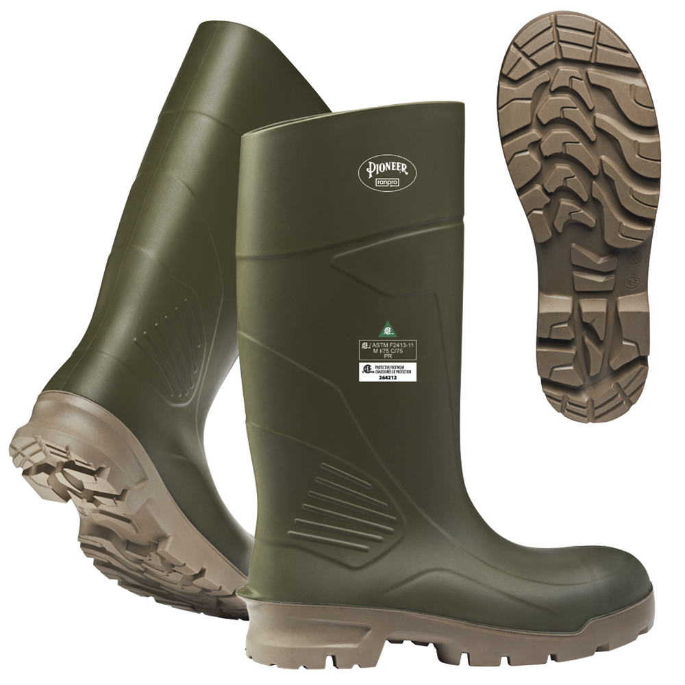 Ranpro Steel Toe/Plate PU Boots - Green