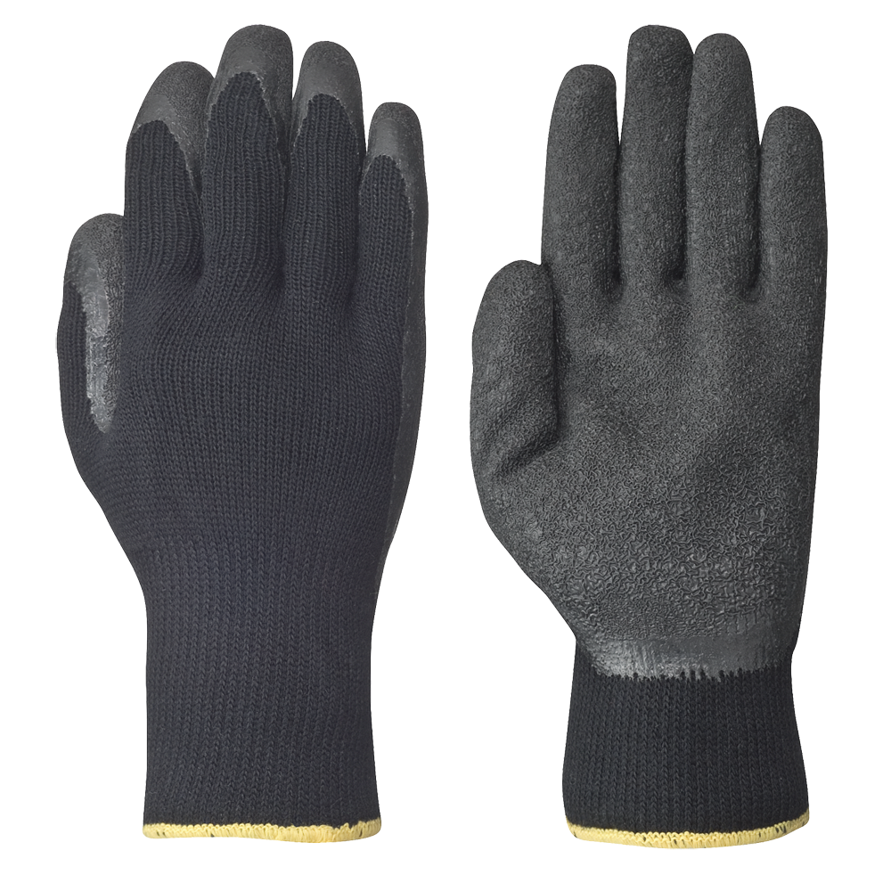 Seamless Knit Latex Gloves - Thermal Knit - Black