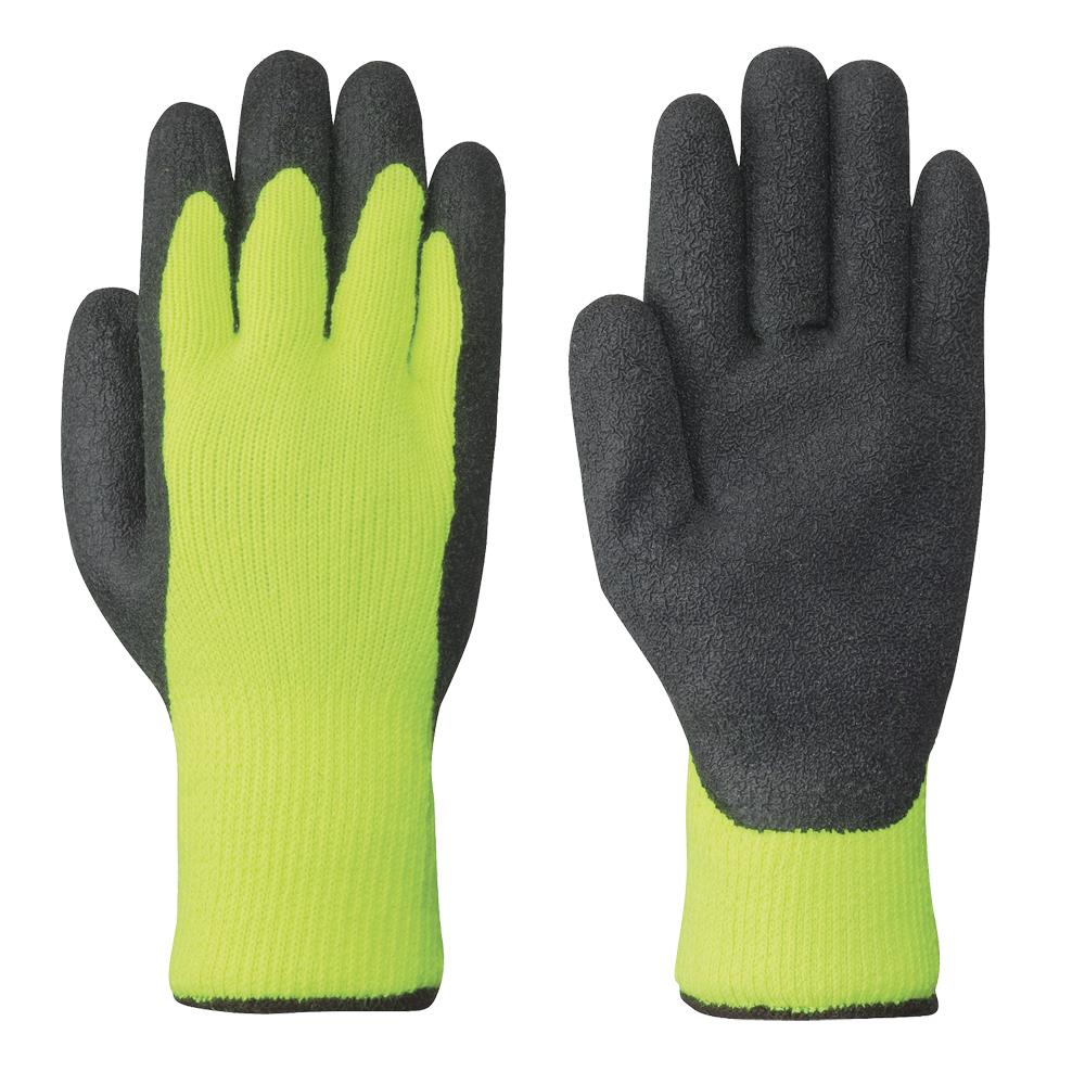 Seamless Knit Latex Gloves - Thermal Knit - Hi-Viz Yellow/Green