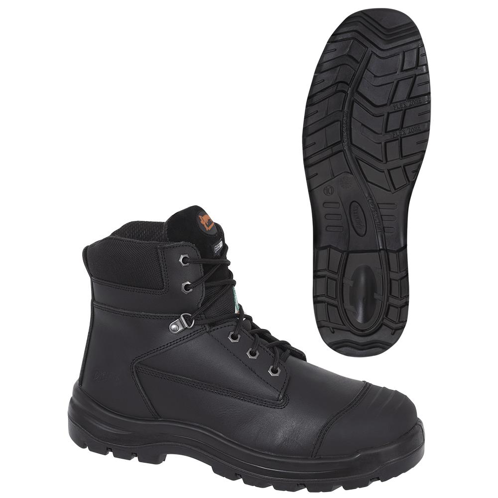 Steel Toe/Plate Leather 6" Work Boots - Black
