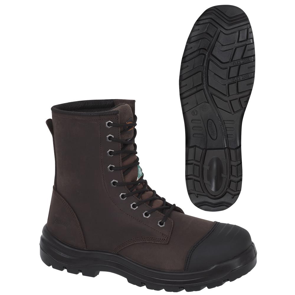 Steel Toe/Plate Leather 8" Work Boots - Brown