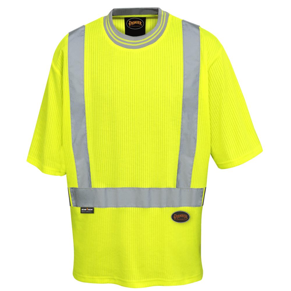 Women's Hi-Viz Drop Stitch T-Shirts - Poly/Cotton - HV Yellow/Green