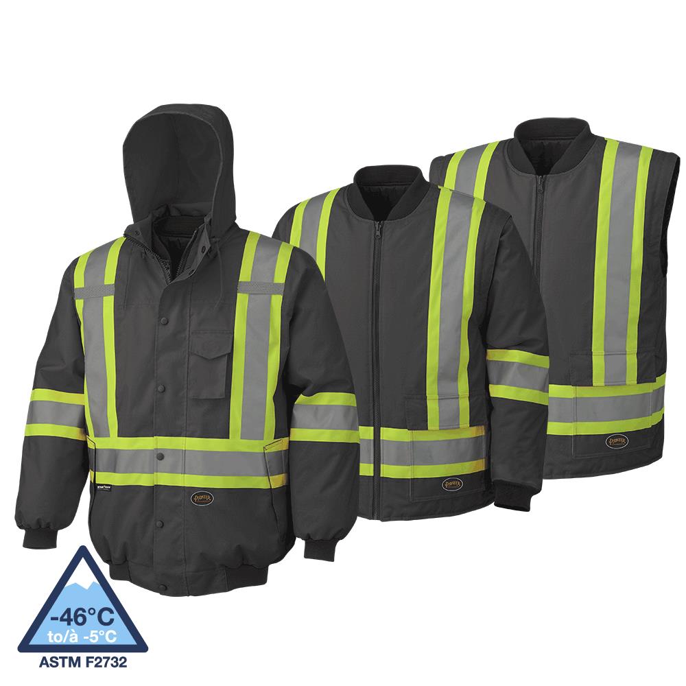 Wtprf 7-in-1 Safety Bombers - 300D PU Coated Oxford Poly - Det. Hood - Black